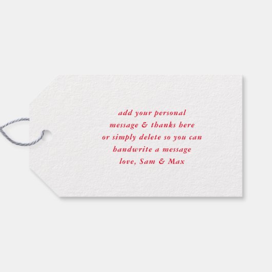 MODERN HAND LETTERED danke Ihnen rot weiß schriftl Geschenkanhänger (Rückseite Horizontal)