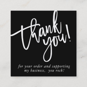 MODERN HAND LETTERED danke Ihnen Schwarz-weißen LO Quadratische Visitenkarte