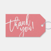 MODERN HAND LETTERED Dankeschön Korallenweißschrif Geschenkanhänger (Vorderseite (Horizontal))