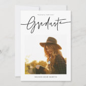 Modern Hand Lettered Graduation Announcement Card Einladung (Vorderseite)