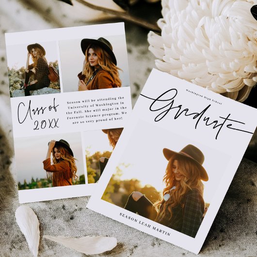 Modern Hand Lettered Graduation Announcement Card Einladung