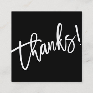 MODERN HAND LETTERED Vielen Dank, Schwarz-weiß Quadratische Visitenkarte