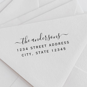 Modern Hand Script Family Name Return Address Permastempel