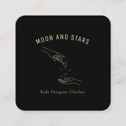 Modern, Hände mit Zauberstab und Sternen, Quadratische Visitenkarte (Vorderseite)