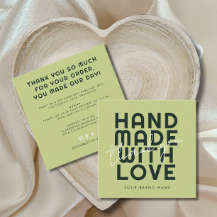 Modern handgefertigt mit Liebe Danke Quadratische Visitenkarte