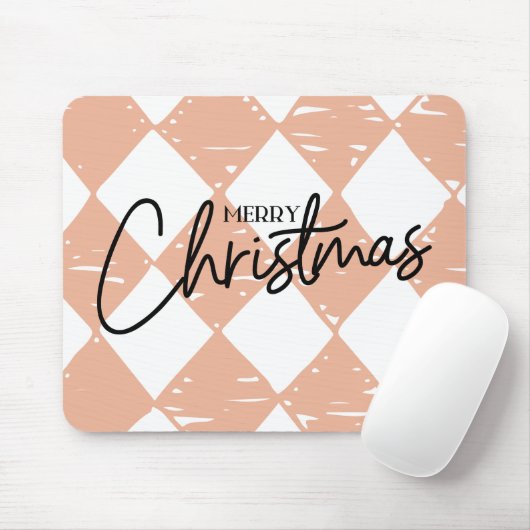 Modern handgemalt Diamantmuster Rosa Weiß Mousepad (Mit Mouse)