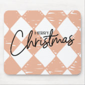 Modern handgemalt Diamantmuster Rosa Weiß Mousepad (Vorne)