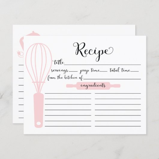 Modern handgeschriebene, rosa Whiskenkarte (Vorne/Hinten)