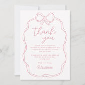 Modern handgezeichneter Bow Pink Girl Geburtstag Dankeskarte (Vorderseite)