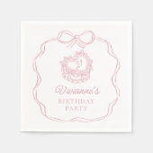 Modern handgezeichneter Bow Pink Girl Geburtstag Serviette (Vorderseite)