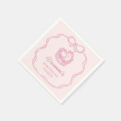 Modern handgezeichneter Bow Pink Girl Geburtstag Serviette (Ecke)