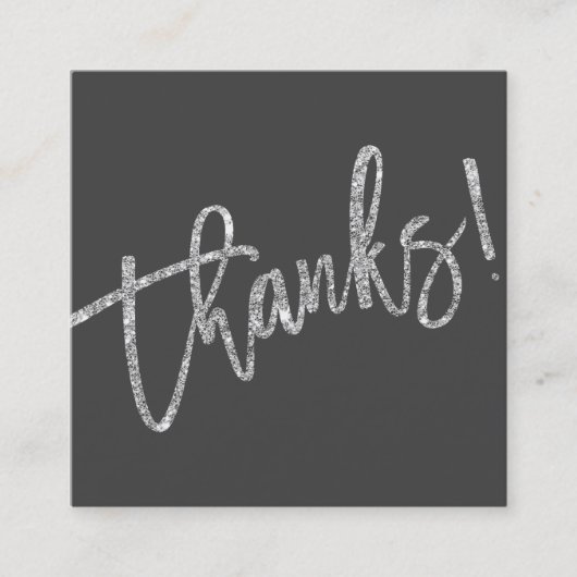 MODERN HANDLETTERED dank silberner Glitzer grau Quadratische Visitenkarte (Vorderseite)