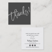 MODERN HANDLETTERED dank silberner Glitzer grau Quadratische Visitenkarte (Vorne/Hinten)