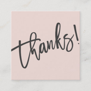 MODERN HANDLETTERED dank trendrosa schwarz Quadratische Visitenkarte