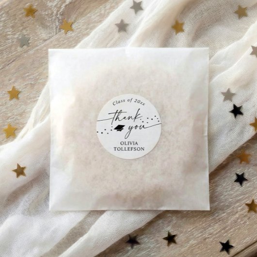 Modern Handwriting 2026 Graduation Thank You Favor Runder Aufkleber