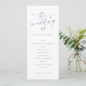 Modern Handwriting Dusty Blue Wedding Programs Programm (Stehend Vorderseite)