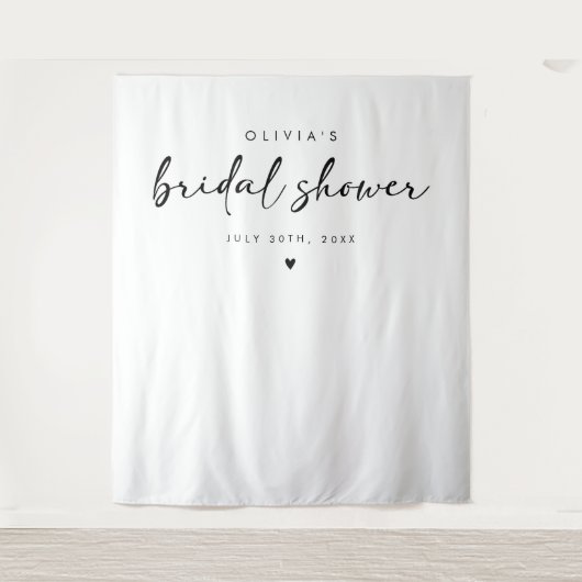 Modern Handwriting Script Bridal Shower Backdrop Wandteppich (Vorderseite)