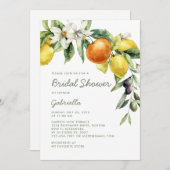 Modern Handwritte Script Citrus Bridal Shower Einladung (Vorne/Hinten)