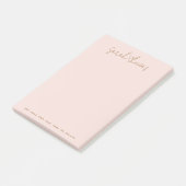 Modern handwritten name light blush pink post-it klebezettel (angewinkelt)
