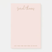 Modern handwritten name light blush pink post-it klebezettel (Vorderseite)