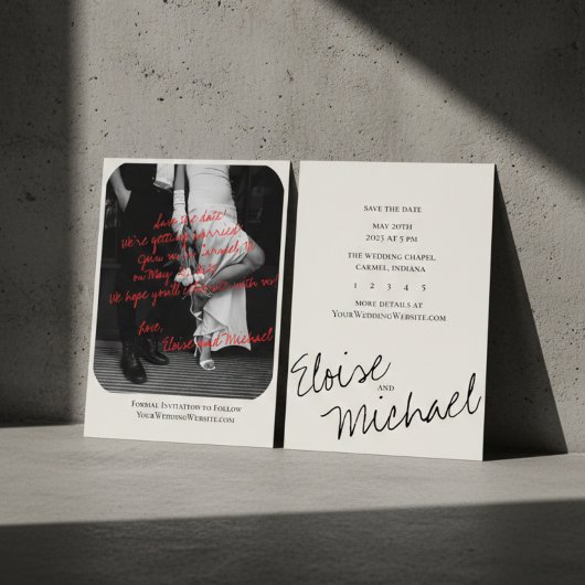 Modern Handwritten Overlay Photo Save the Date Einladung