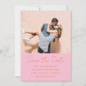 Modern Handwritten Pink Orange Wedding Photo Save The Date (Vorderseite)