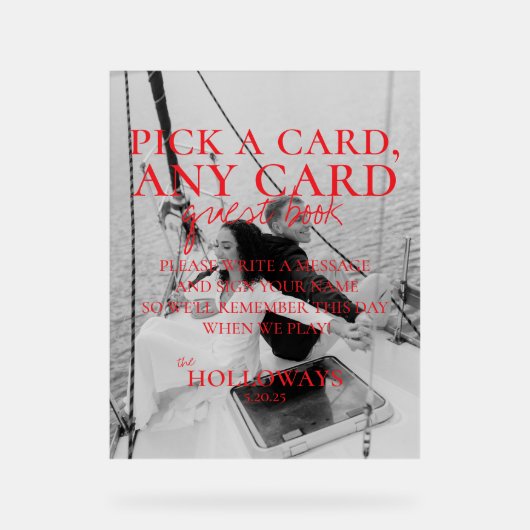 Modern Handwritten Playing Card Guest Book Sign Acrylschild (Vorderseite)