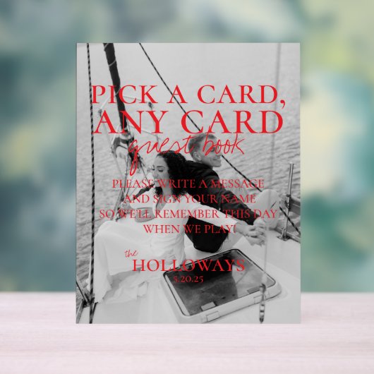 Modern Handwritten Playing Card Guest Book Sign Acrylschild (Neutral)