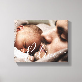 Modern handwritten script Believe Canvas Print Leinwanddruck