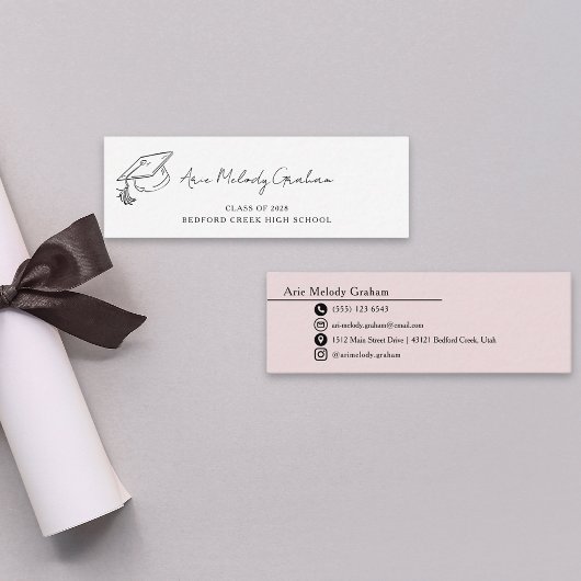 Modern Handwritten Script Graduate Name Card Mini Visitenkarte