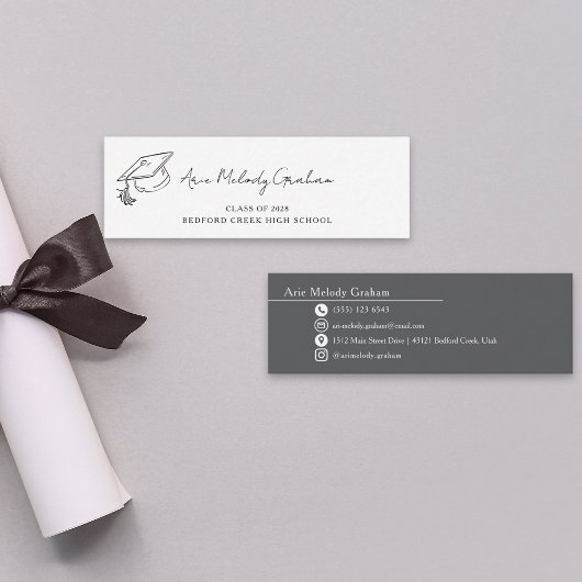Modern Handwritten Script Graduate Name Card Mini Visitenkarte