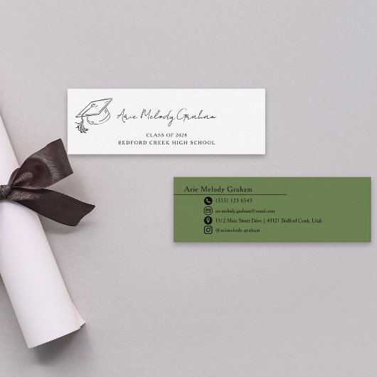Modern Handwritten Script Graduate Name Card Mini Visitenkarte
