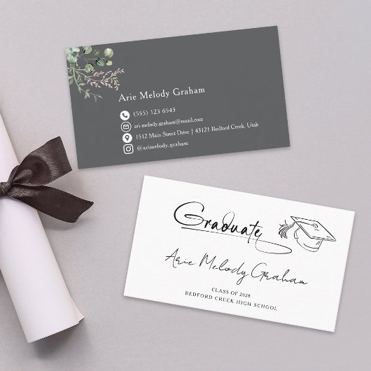 Modern Handwritten Script Graduate Name Card Visitenkarte