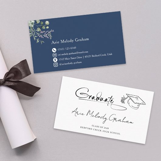 Modern Handwritten Script Graduate Name Card Visitenkarte
