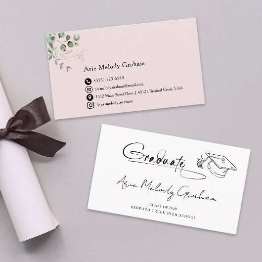 Modern Handwritten Script Graduate Name Card Visitenkarte