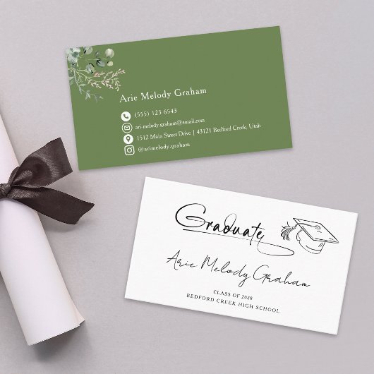 Modern Handwritten Script Graduate Name Card Visitenkarte