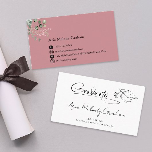 Modern Handwritten Script Graduate Name Card Visitenkarte