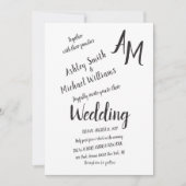 Modern Handwritten Simple Black and White Wedding Einladung (Vorderseite)