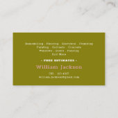 Modern handyman construction custom logo visitenkarte (Rückseite)