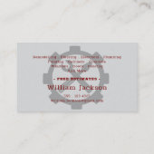 Modern handyman construction custom logo visitenkarte (Rückseite)