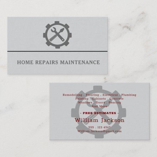 Modern handyman construction custom logo visitenkarte (Vorne/Hinten)