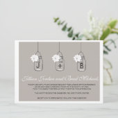 Modern Hanging Mason Jar Hochzeit Einladung (Stehend Vorderseite)