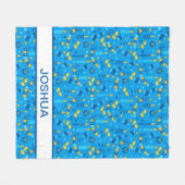 Modern Hanukkah Blau Personalisiert Fleecedecke (Vorderseite (Horizontal))