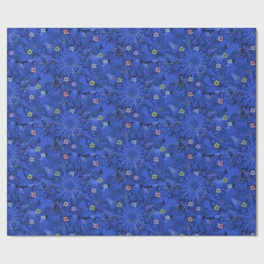 Modern Hanukkah Blue Gold Star von David Pattern Geschenkpapier (Flach)