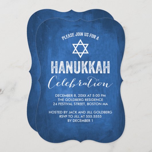 Modern Hanukkah Celebration Einladung (Vorne/Hinten)