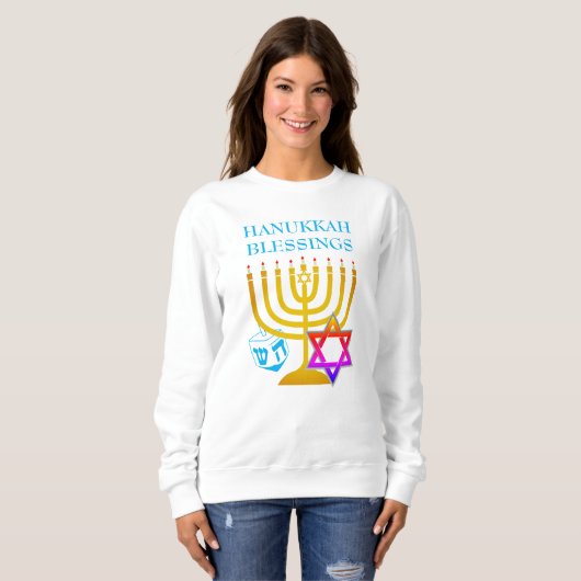Modern HANUKKAH Menorah Dreidel Sweatshirt (Vorne ganz)