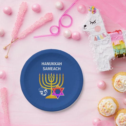 Modern HANUKKAH SAMEACH Pappteller (Party)