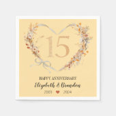 Modern Happy 15-jähriges Jubiläum Hochzeit Napkins Serviette (Vorderseite)