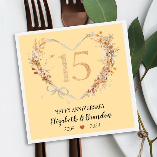 Modern Happy 15-jähriges Jubiläum Hochzeit Napkins Serviette