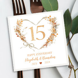 Modern Happy 15-jähriges Jubiläum Hochzeit Napkins Serviette